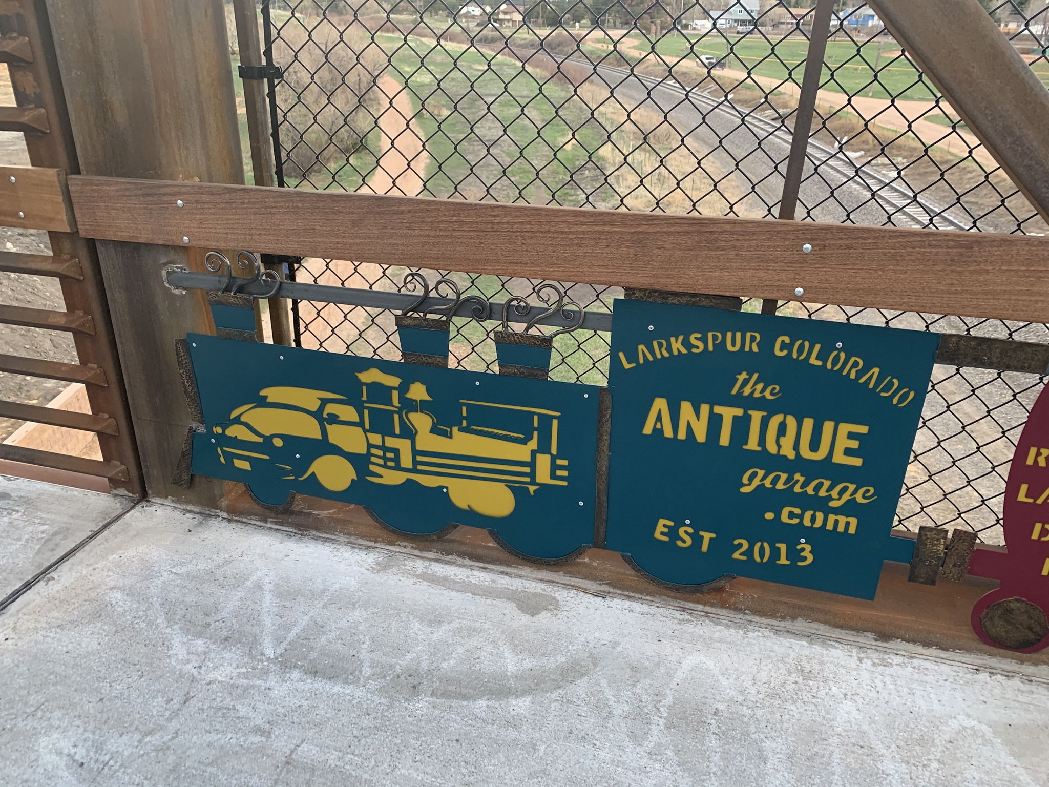 The Antique Garage train car panel from Larkspur, Colorado