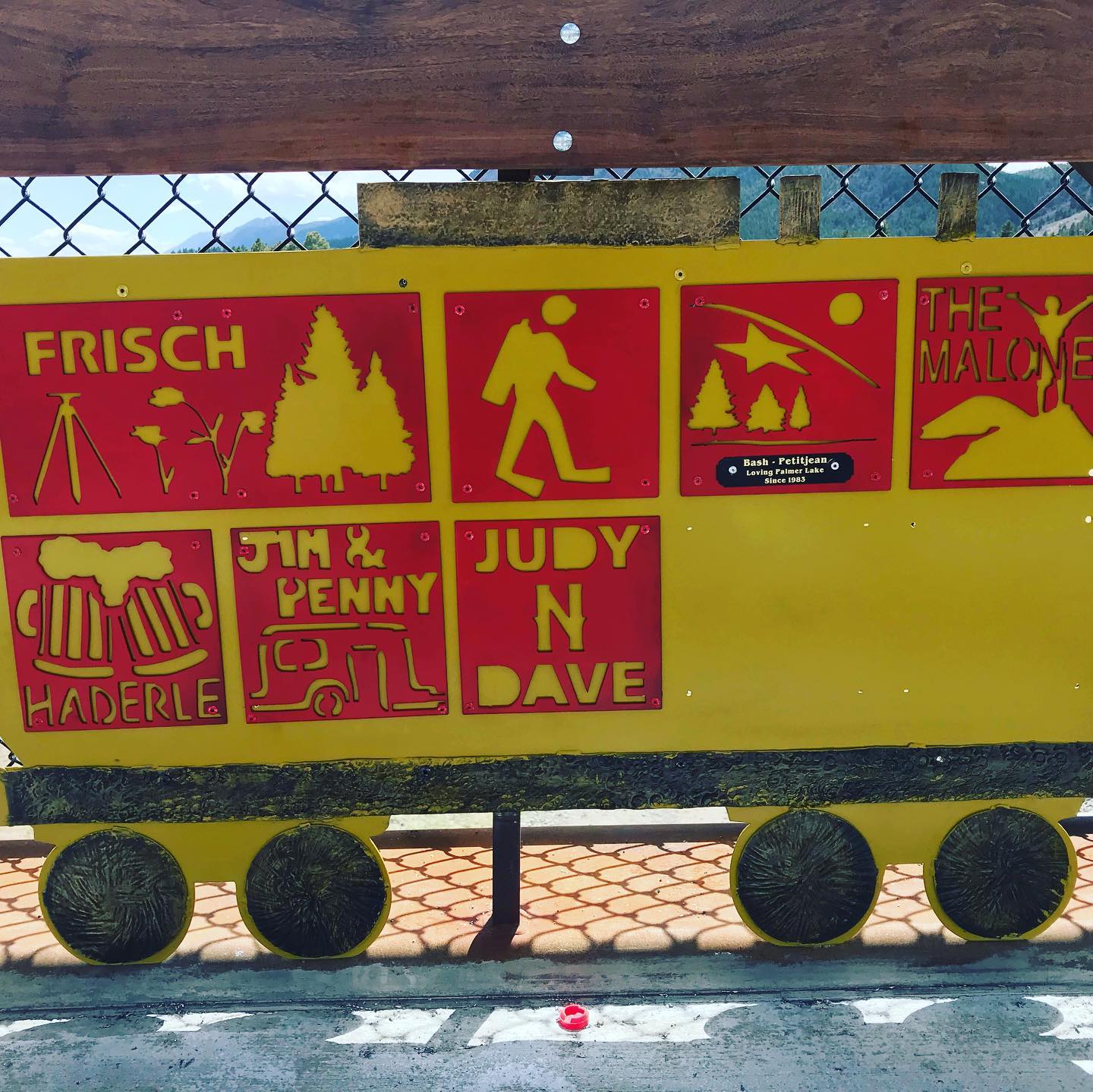 Train car panel with multiple family and community sponsors