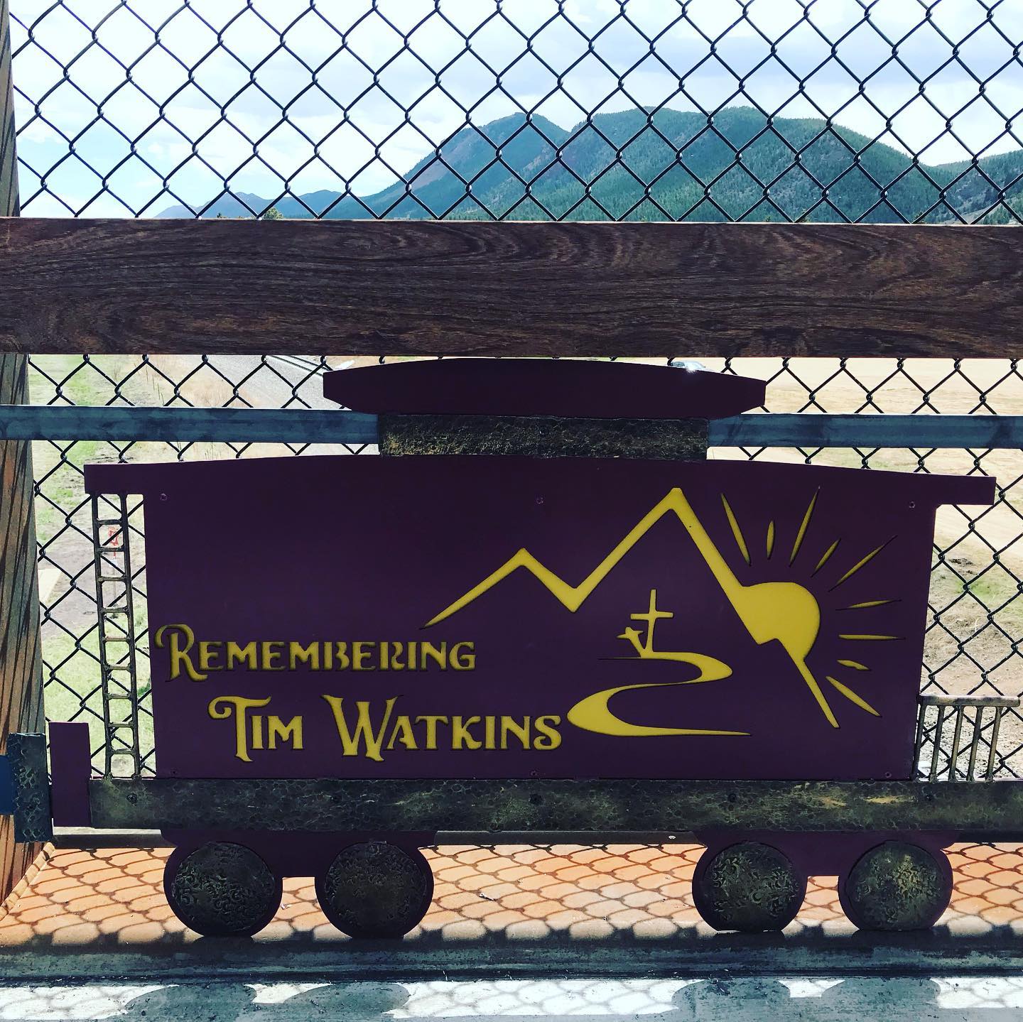 Train car panel remembering Tim Watkins